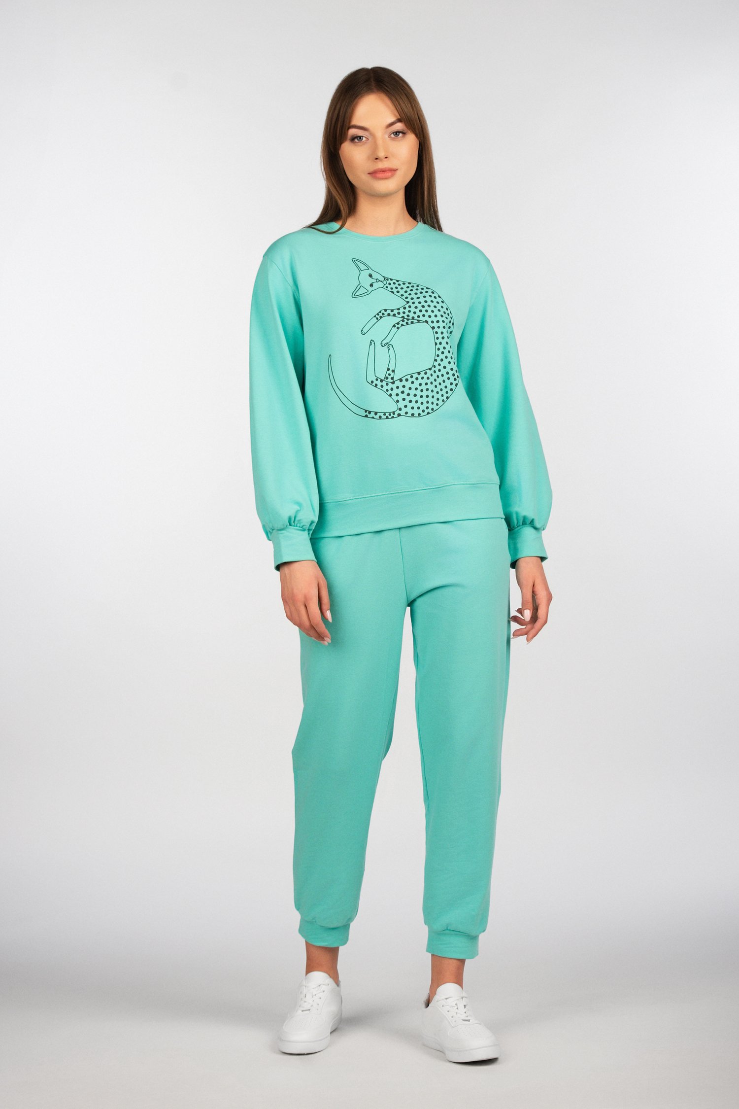 Šukuotinės medvilnės kelnės su kišenėmis