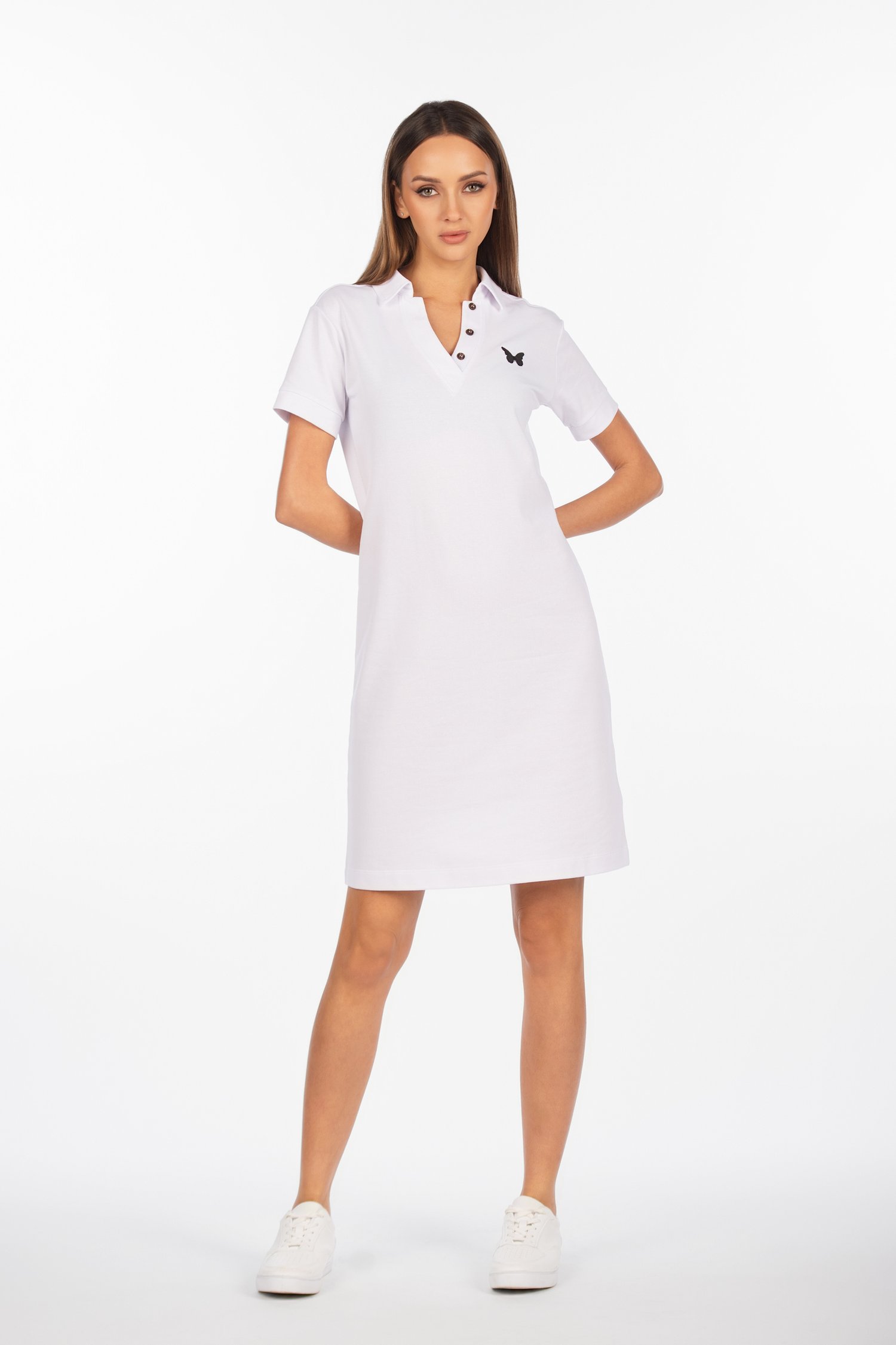 Polo suknelė su šukuotine medvilne "A. Kuzmickaitė"