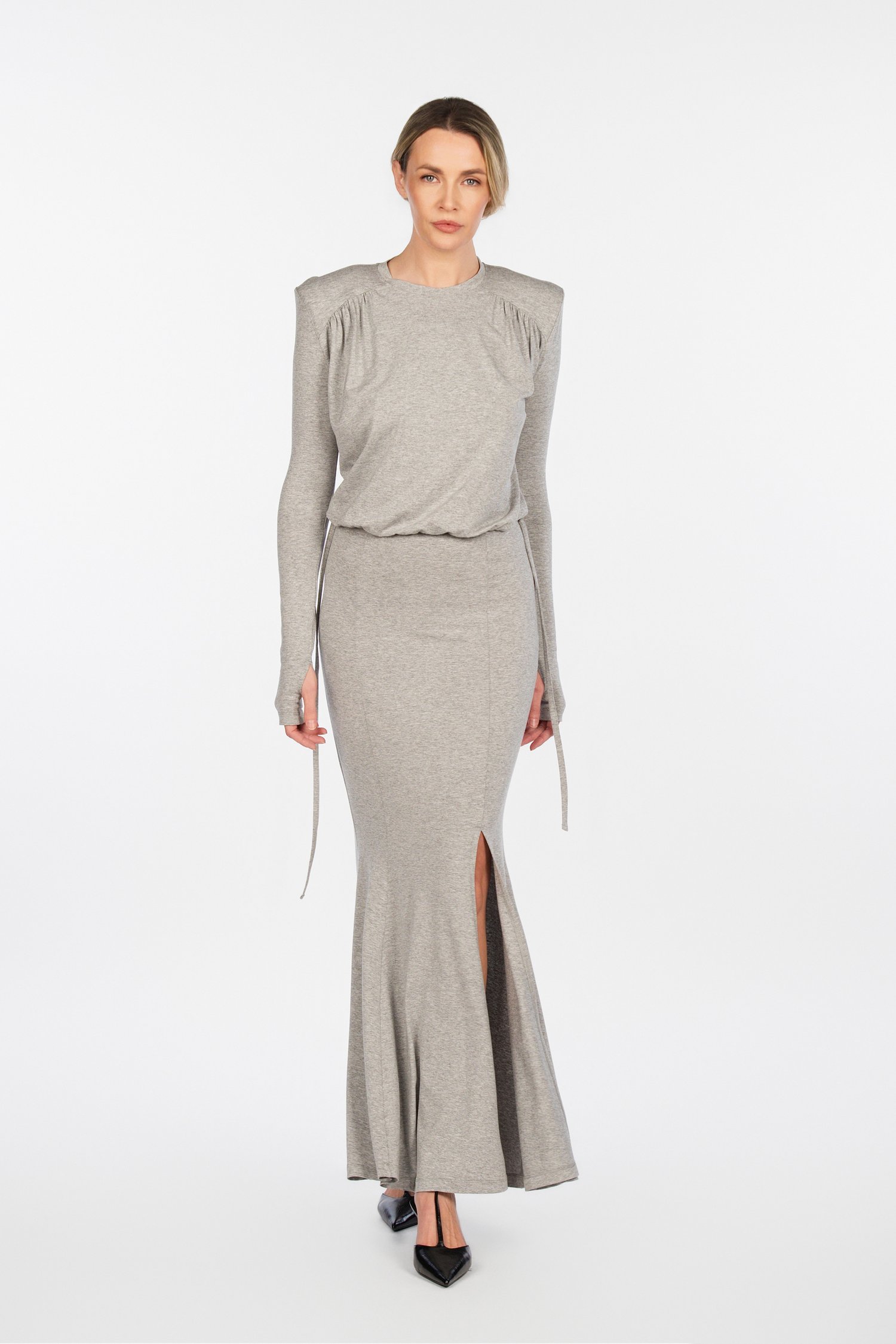 Suknelė su skeltuku ir petukais "Diana Vapsvė"