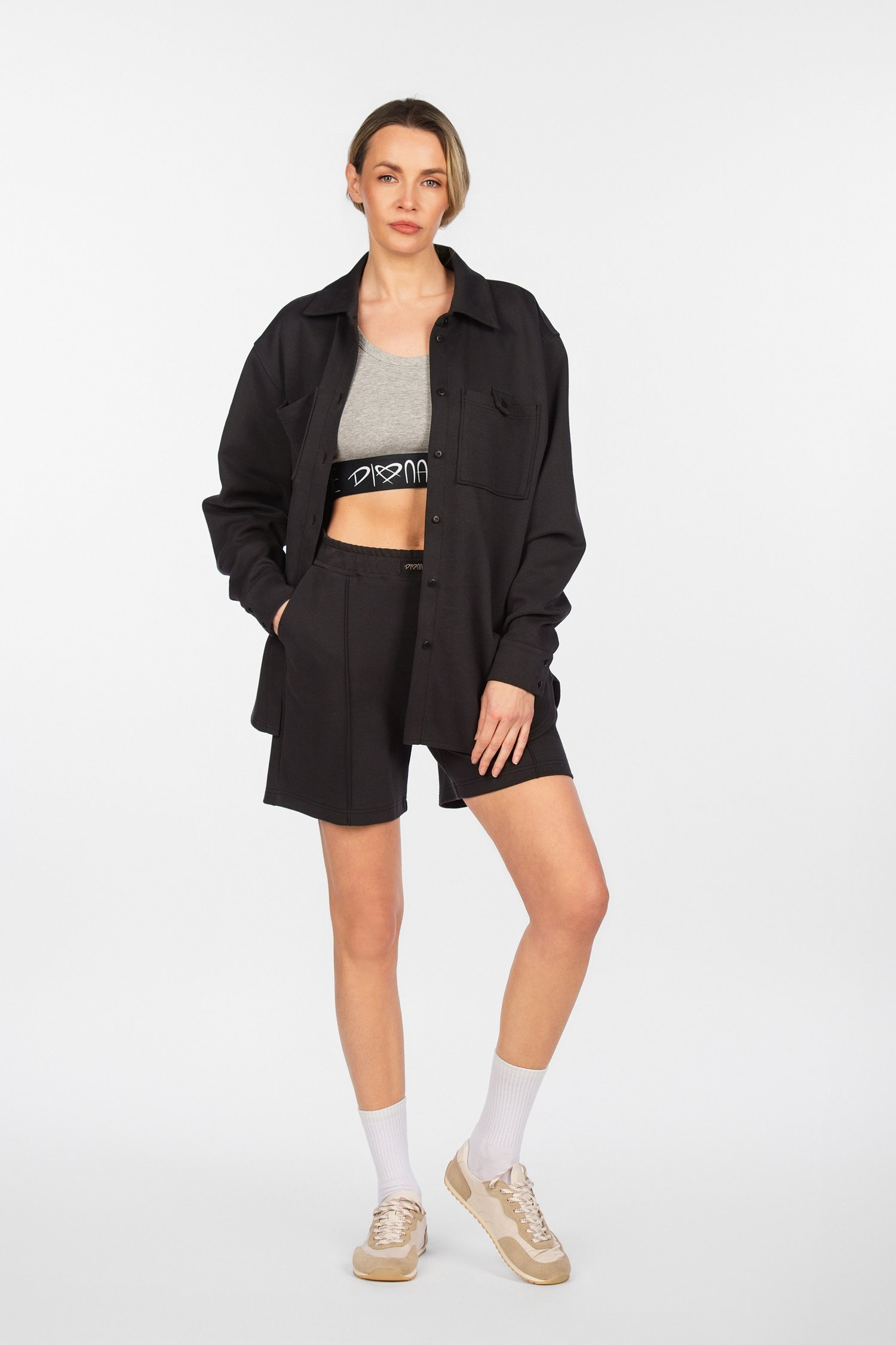 Marškinėliai su šukuotine medvilne ir spaudėmis "Diana Vapsvė"